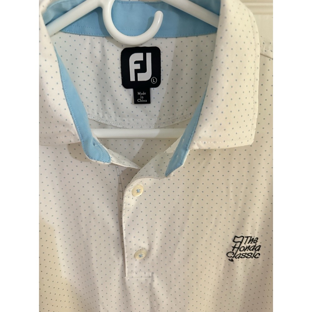 FootJoy Mens L The Honda Classic Golf Polo Shirt Blue White Polka Dot XL
